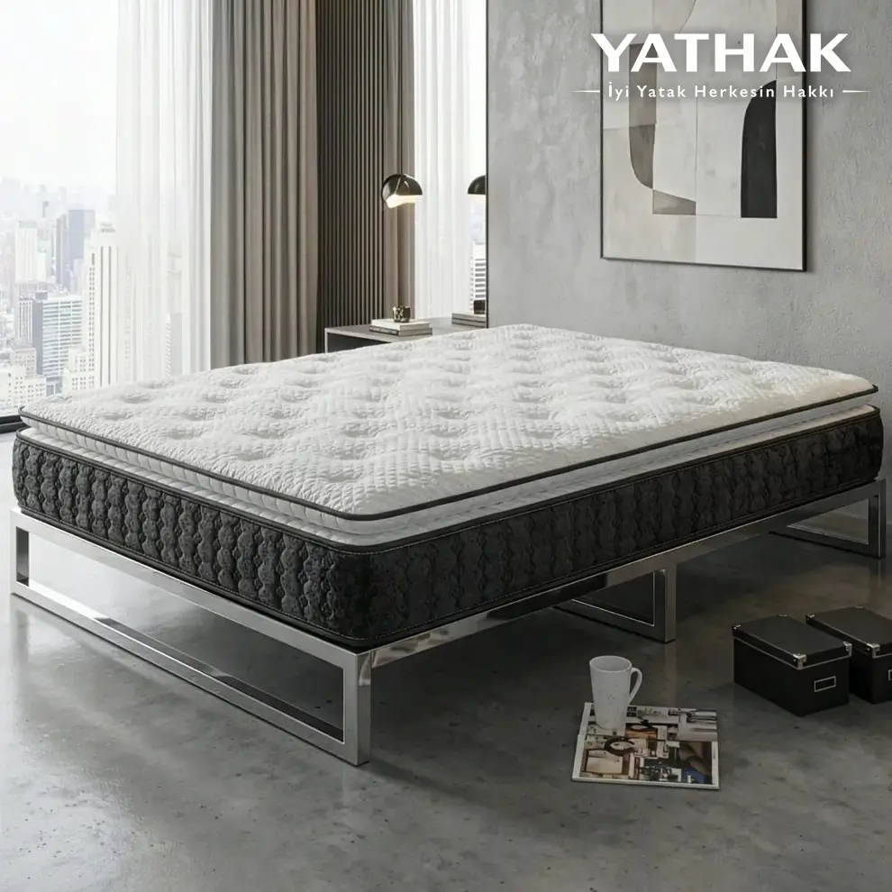 Antrasit Ultra Bel ve Sırt Destekli Ortopedik Lara Pedli Pocket Yaylı Tavşan Tüyü Kumaş Yatak